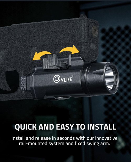 CVLIFE 1500 Lumens Laser Light Combo for Pistol, Strobe & Memory Function for Green Laser Light Combo and Picatinny Flashlight with Adjustable Rail Magnetic Rechargeable Compact Tactical Flashlight