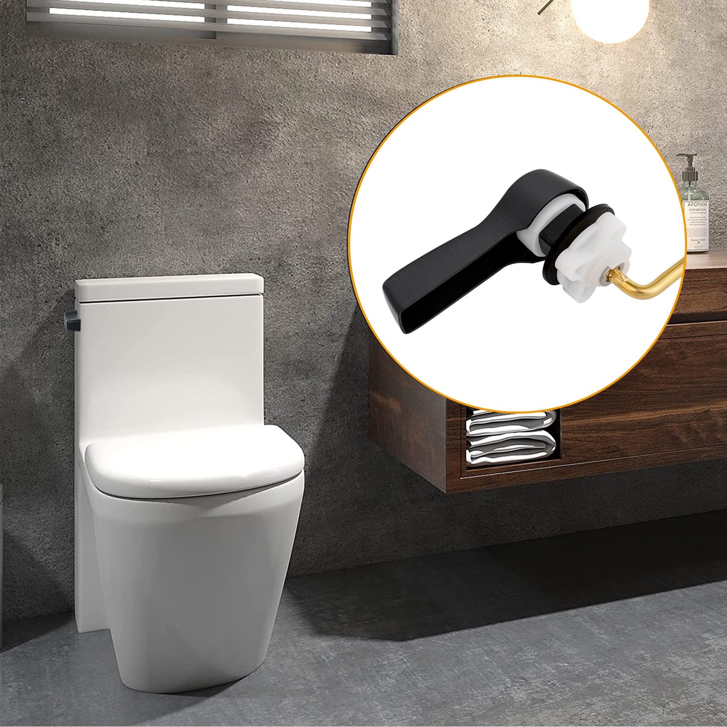 Hibbent Universal Metal Side Mount Toilet Handle Replacement Kit, Brass Toilet Flush Tank Lever with Stainless Steel Flapper Chains for Most Toilets, Oil-Rubbed Bronze