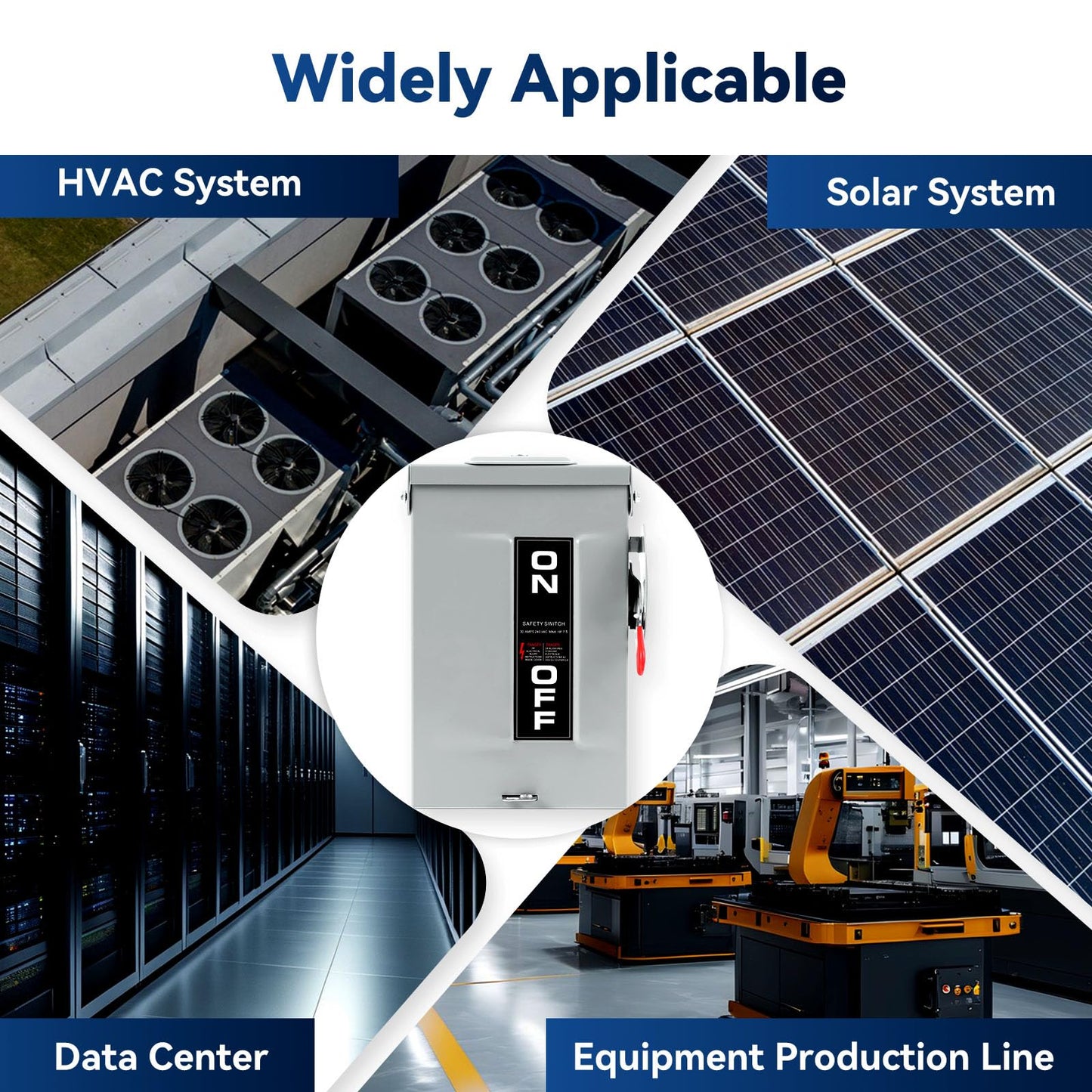 30 Amp Disconnect Box, 2 Pole Fusible Safety Switch, 110/240V, Heavy Duty Metal Structure, Reserved Knout-Outs Design, NEMA 3R Enclosure for Outdoor, 10-Year Warranty, Ideal for Commercial Application