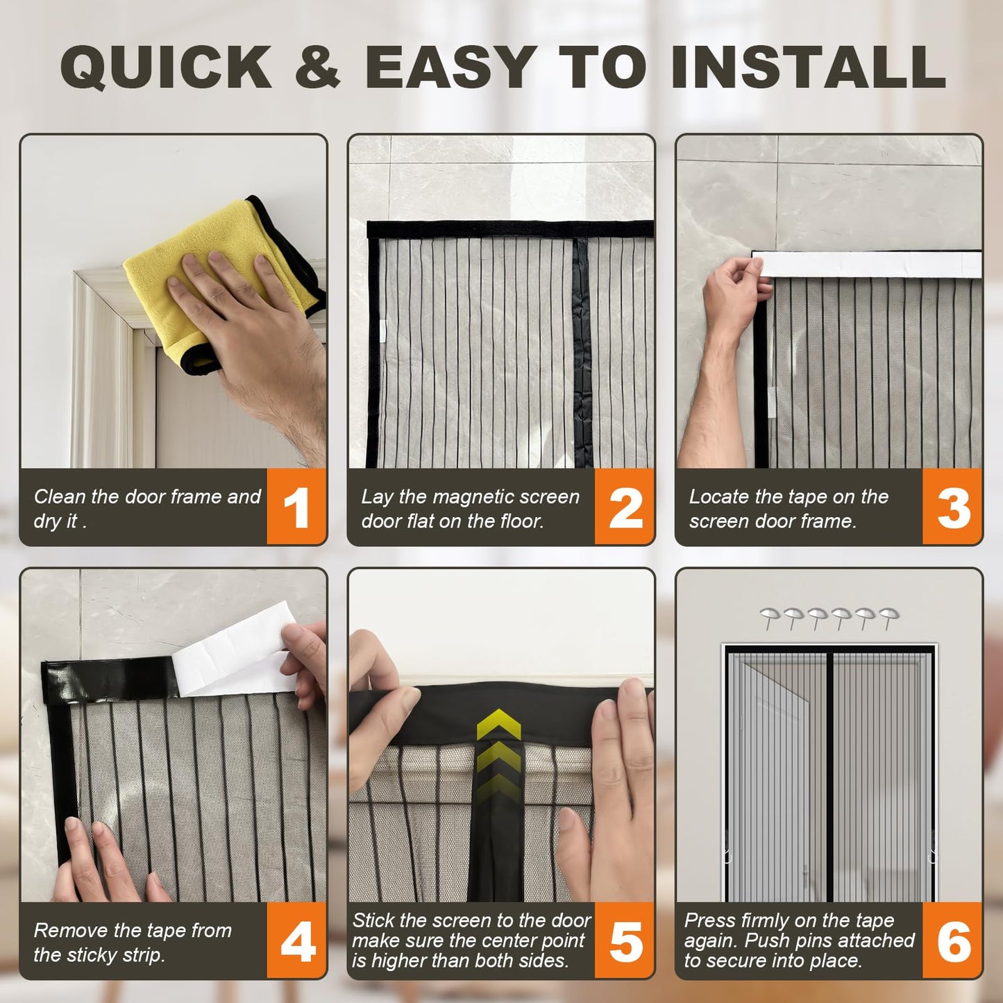 LCYY.TG Magnetic Screen Door Mesh, Easy Install, Heavy Duty Fiberglass,Self Sealing Door Screen for Single Door Size 32 x 82 Inch, Screen Door Size 34 x 83 Inch