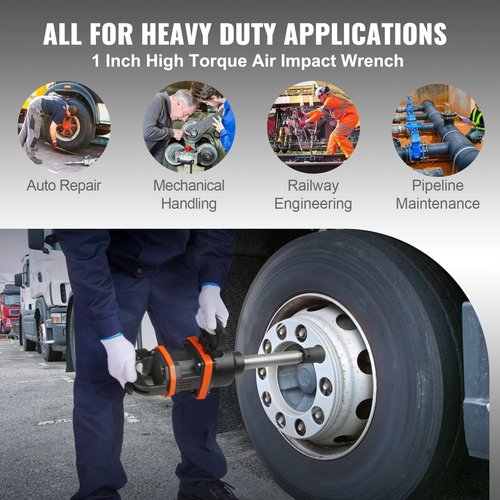 ORTUNVC 1 Inch Air Impact Wrench, Up to 3160 ft-lbs High Reverse Torque Output 1" Pneumatic Impact Gun w/ 8 Inch Extended Anvil & Carrying Case compatible with Heavy Duty Repairs and Maintenance