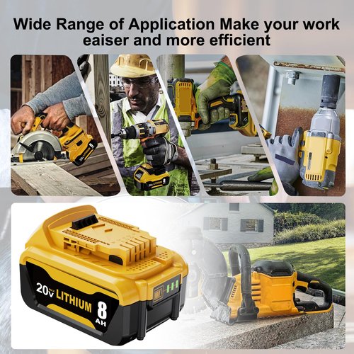 ULATI 4Packs 8.0Ah Replacement for Dewalt 20V Max Battery Compatible with Dewalt 20 Volt XR Max Lithium-ion Battery DCB200 DCB205 DCB206 DCB207 DCB204 DCB201 Series Power Tools (Yellow)