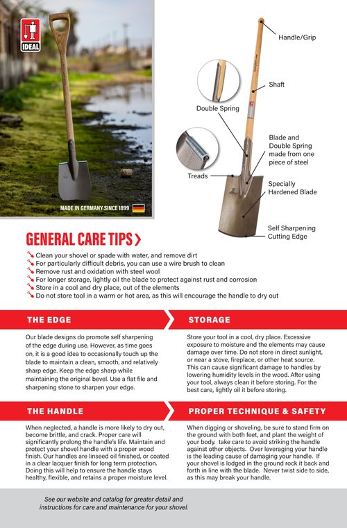 IDEALSPATEN - Made in Germany Since 1899 - Berliner Long Spade - Professional Digging Spade, Outperforms Shovels Tool 6lb - 51.3 in (Berliner)#IS130