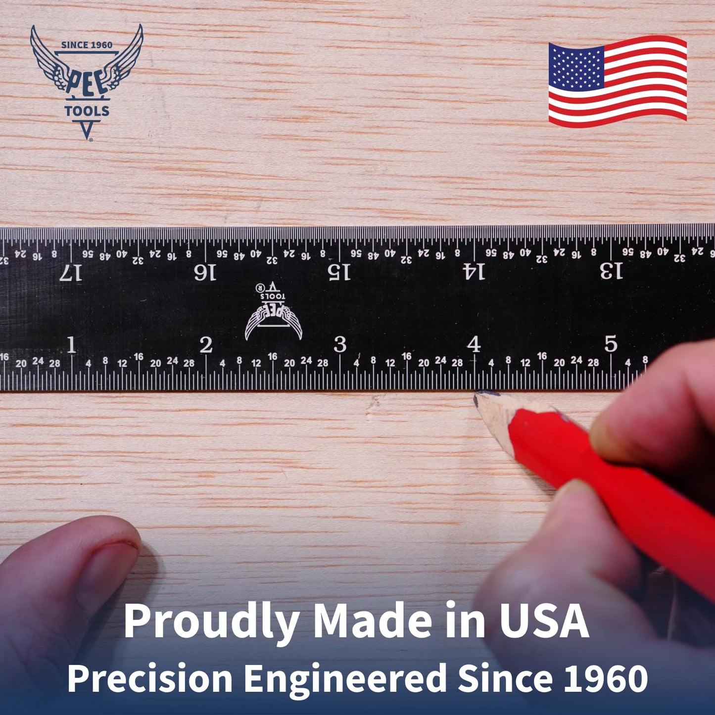 PEC Tools Stainless Steel Ruler Set (6"+12"), High-Contrast Machinist Ruler with Markings 1/32", 1/64", 1/50" and 1/100", Made in USA