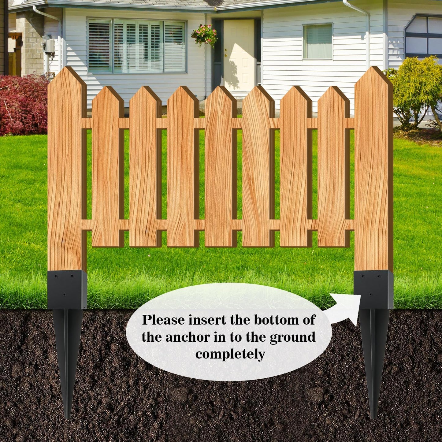1 Pcs 4"x4" Fence Post Anchor Ground Spike,(Internal 3.6"x3.6"),Metal Post Stake Ground 16" with Black Powder-Coated,Fence Stakes Post Base for Deck,Fence,Porch,Railing,Mailbox.