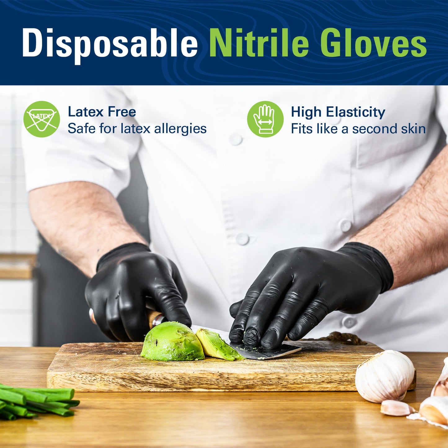 SWIFTLITE Nitrile Gloves, Disposable Black Gloves, Food Safe Rubber Gloves, Latex-Free, Powder-Free for Cooking, Cleaning, Food Prep (Small, 300 Counts)