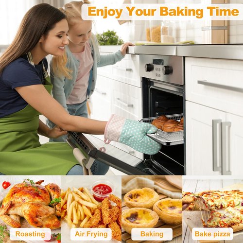 2-Pair Set Air Fryer Basket for Oven 15.7"x11.8", Large Air Fryer Basket and Tray Stainless Steel Oven Air Fryer Pan Rack for Cooking Baking and Broiling