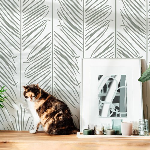 STENCILIT® Palm Leaves Wall Stencils - 2 Pack 31x13 in Stencil, Modern Wall Stencil for Painting Large Pattern, Palm Frond, Huge Stencil Leaves