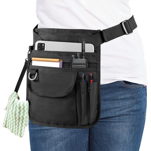 Rexmica Waitress Server Apron with Multiple Pockets, Server Waist Pouch with Adjustable Belt, Waist Apron for Waitress, Waiter, Women Men Server, Waiter Server Apron Bag for Restaurant, Bistro, Cafe