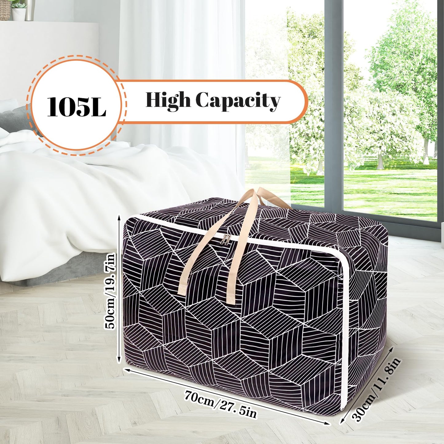 Dntorx 4 Pack Large Storage Bag, 28GAL Moving Bags with Zips Large Duvet Storage Bag Clothes Storage Bags Underbed Storage Box for Clothes, Pillows, Bedding, Blankets, Christmas Storage Containers