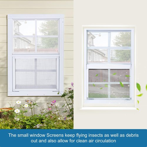 Ktondic 2 Pack Shed Window 14"X21" White Flush Mount Household Windows with Tempered Glass and Fiberglass Screen for Shed Chicken Coop Playhouse and Garage