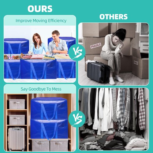 6 Pack Moving Bags Heavy Duty Storage Bags With Zippers And Strong Handles Packing Bags For Moving Storage Travel Camping Space Saving Alternative To Moving Boxes College Essentials Moving Supplies