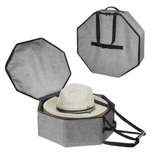 Jenlan Hat Storage Box, 17 x 7 inches Hat Boxes Cowboy Cap Organizer Case Hat Carrier Bag Large Cap Bag Hat Box for Women Storage Hat Organizer Foldable Hat Box with Handles for Men Women(Grey)