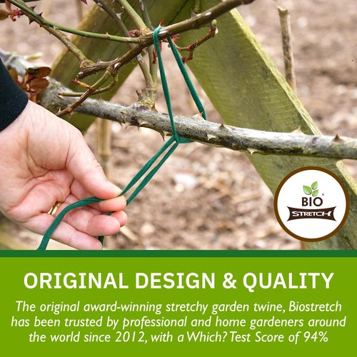 Biostretch Soft Garden Plant Ties for Indoor & Outdoor Plants - Strong & Stretchy Cut-to-Length Plant Tape for Climbing Plants, Tomato Vines & Home Gardening (65 ft / 20M)