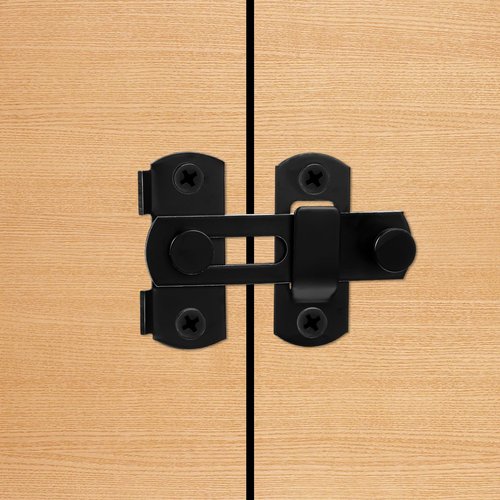2 Packs Barn Door Latch, 2.7x2 Inch Barn Door Latches with 8 Srews, 90/180 Degree Stainless Steel Right Angle Doors Locks for Wine Cabinet Cabinets Garage, Matte Black
