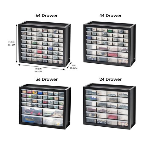 IRIS USA Screw Tool Organizer Small Parts Cabinet Chest, 44-Drawer Hardware Electronics Nuts Bolts Storage Drawers Organization Toolbox Garage Craft Business Teacher Beads Scrapbook Art Hobby - Black
