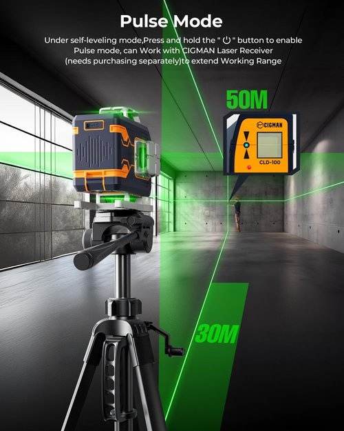 CIGMAN 4x360° 16 Lines Laser Level with Remote&APP Control, Green Self Leveling Cross Line Laser, 4D Vertical/Horizontal Line for Construction, Home Renovation, Picture Hanging