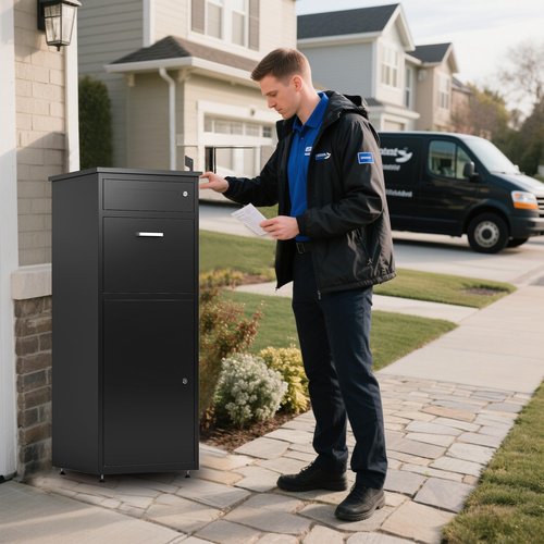 Package Delivery Boxes for Outside 44.5" H Large Parcel Drop Box with Mailbox Anti-Theft and Waterproof Outdoor Deliveries Box for Yard Garden Patio Home Porch Curbside