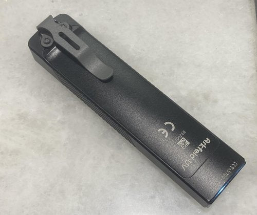 Steel Pocket Clip for Arkfeld PRO and Arkfeld UV Flashligh, Gray Powder Coated Steel Alloy, with Mounting Screws
