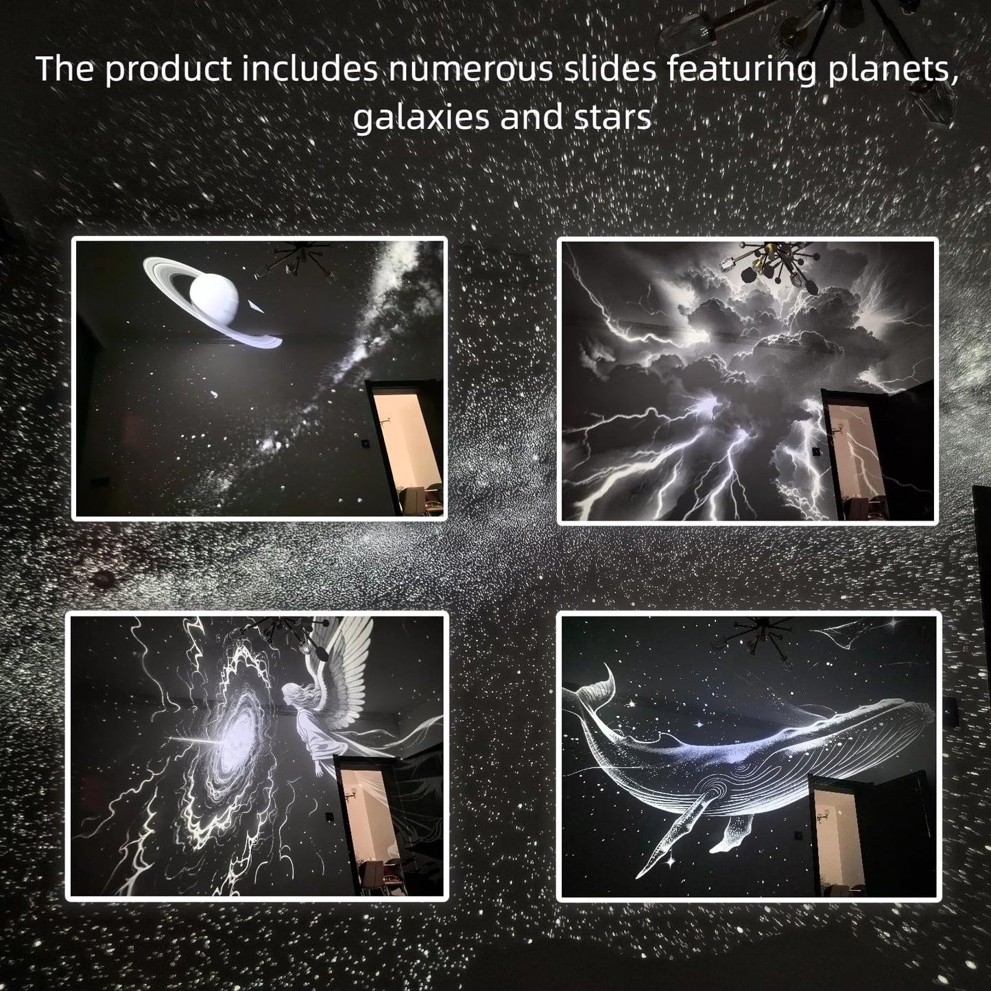 ZRWQTMMMJ Galaxy Projector Night Light, 2-in-1 Starry Sky Projector with Adjustable Brightness, 360° Rotating USB Mini Night Light for Kids Bedroom Room Decor（1 Film）