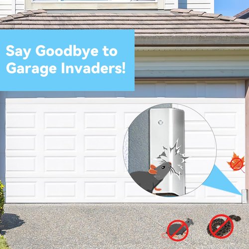 2 Pcs Garage Door Mouse Guard - Garage Door Seal Guards Rustproof Side Seal - ONE-TIME Install Blocks Rats/Snakes/Leaves/Moisture - Heavy Duty for Residential & Commercial Use
