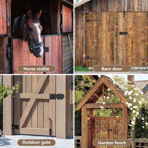 7.5" Gate Latch Lock with Padlock Hole for Outdoor Fence, Barn Door Lock, Gate Lock, Shed Door Latch, Heavy Duty Steel Adjustable Gate Latch for Wooden Fence Gate Hardware