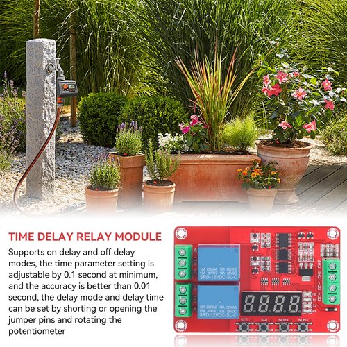 Agatige Time Delay Relay Module, DC 12V Timer Relay Programmable Delay Relay Module with LED Display, 2-Channel Timer Switch Self Lock Cycle Delay Controller Board for Smart Home, Automatic Control