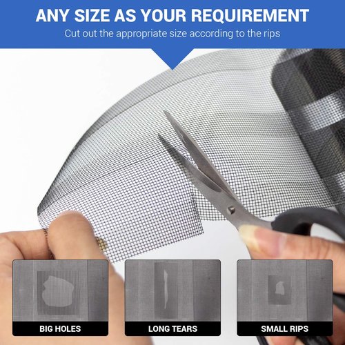 HTVRONT Window Screen Repair Kit Tape: 4inx10FT Screen Patch Repair Kit, Well Ventilated, Strong Adhesive Fiberglass Covering Mesh Tape for Window Door Tears Holes (Black)