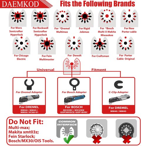 DAEMKOD 20 Pack Diamond Oscillating Tool Blade, Professional Multitool Blades, Grout Removal Blade for Oscillating Tool, Multi Tool Blades Kit for Oscillating Tool Accessories