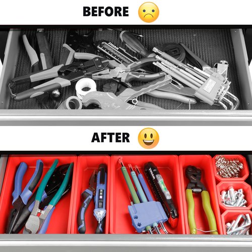 Tool Chest 8-Drawer | 42'' Large Rolling Tool Chest with Wheels | Detachable Top Metal Tool Box | Garage Storage Cabinet for Repair Room,Warehouse | Rolling Tool Box with Hooks,Liners,Tray Divider