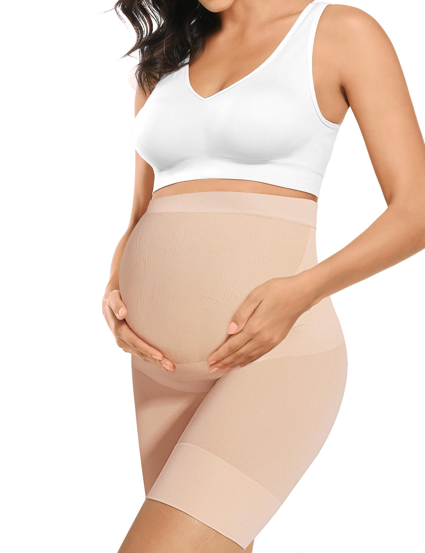 Peauty Maternity Shapewear Underwear for Under Dresses Belly Bands Pregnant Women Pregnancy Belly Band Pregnancy Shapewear Shorts Summer Maternity Dress Clothes Baby Shower Photoshoot (Nude L)