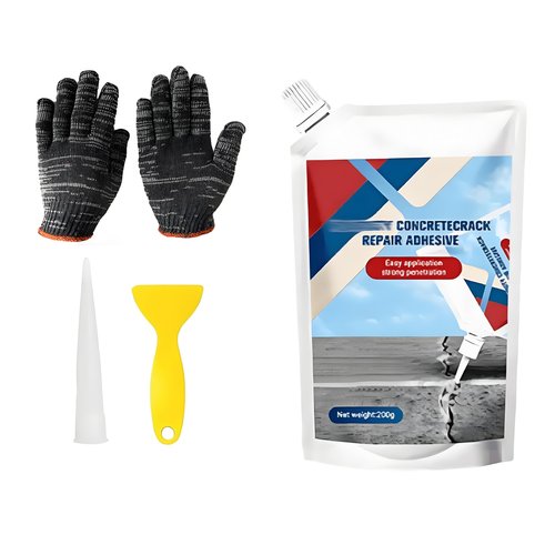 Detroitrain Concrete Crack Filler, 2-in-1 Concrete Crack Filler, 2025 New Upgrade Detroitrain Slab ConcreteCrack Waterproof Repair Sealant, Caulking Glue forConcrete (Gray, 200g)