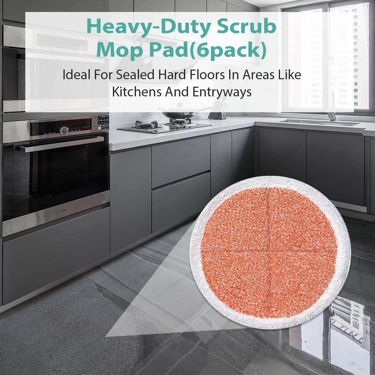 BIHARNT 6 Pack Spin-Wave Mop Replacement Pads Compatible with Bissell Spin-Wave 2039,2039A,2124,2307,23157,20391,20399 Series Steam Mop Pads for Bissell Spin-Wave Hard Floor Cleaner