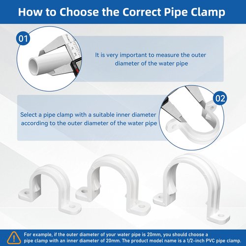 20 Set PVC conduit pipe strap clamps Φ20 MM - SCH 1/2 IN,Two Hole plastic pipe clips