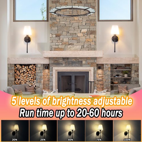Wall Sconces Set Of Two Battery Operated, Wireless Sconces Wall Lighting Indoor Battery Operated Sconces With Remote Control, 10000mAh RGB Dimmable Rechargeable Wall Sconce For Bedroom, Including Bulb