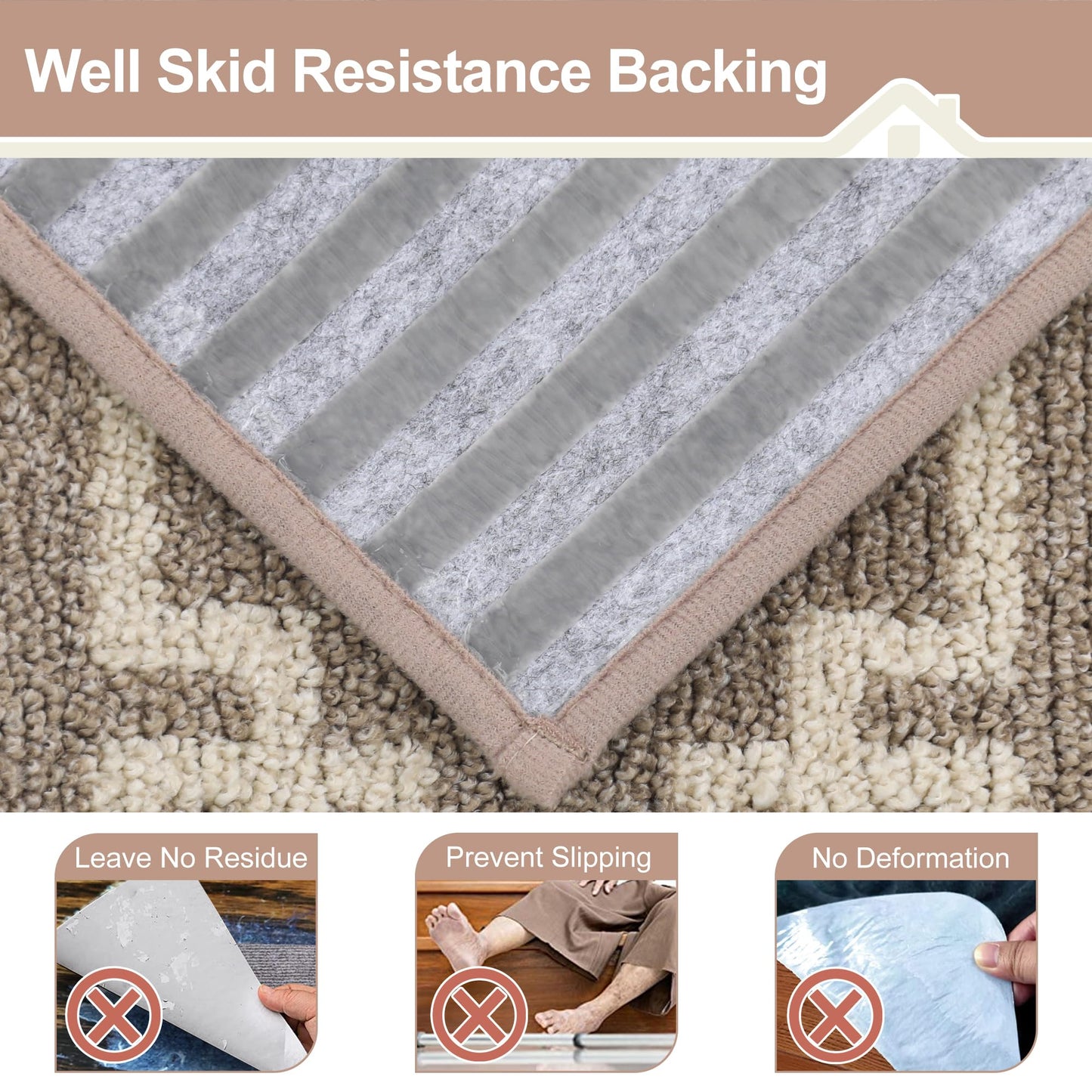 BEQHAUSE Stair Treads for Wooden Steps Non Slip Washable Carpet Stair Treads with Reusable Residue Free Backing Soft Polyester Stair Rugs Indoor for Kids Elders and Dogs, 15pcs,Taupe