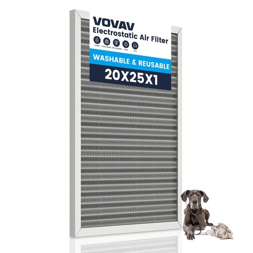 20x25x1 Air Filter-MERV 8, Washable & Reusable Electrostatic Air Filter, AC/HVAC Furnace Filter, Lasts a Lifetime, Permanent Filter, Breathe FresherHome And Office Actual Size:19.75x24.65x0.86Inch