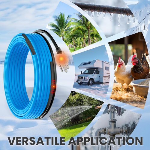 MAXKOSKO 6 Ft. 120 V Heating Cable for Pipe Freeze Protection, Self-Regulating Heat Tape for Water Pipes for Metal and Plastic Pipes, Energy-Saving Heat Trace Cable Keeps Water Flowing at -40 °F