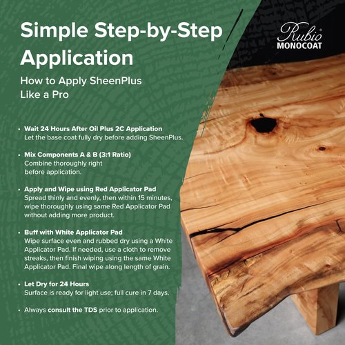 Rubio Monocoat SheenPlus 208 ft² | 0% VOC Satin Look Sheen Enhancer & Wood Finish for Interior Surfaces, Furniture, Floors, Countertops & Tables Finished with Oil Plus 2C | 130 ml