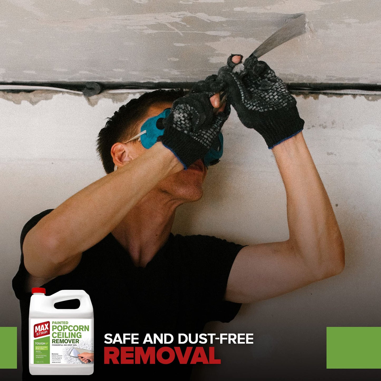 Max Strip Professional Strength Painted Popcorn Ceiling Remover - 1 Gallon - No Methylene Chloride No NMP Powerful No Drip Gel Formula