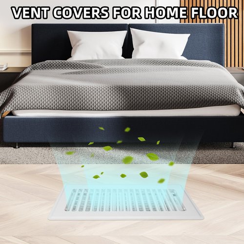 Floor Register 4x10, 4 Pack Floor Vent Covers for Home Floor Heavy Duty Steel Walkable Floor Grates Adjustable Air Vent Covers 4" x 10" Floor Vent, White