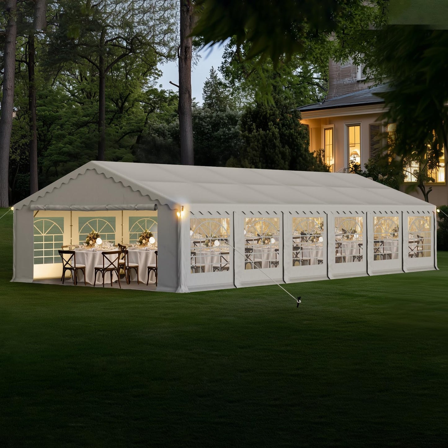 GREEN PARTY 20x40FT Party Tent Heavy Duty, Large Wedding Event Shelters with 7 Carry Bags & Removable Sidewalls, Outdoor Canopy Gazebo Commercial Tents for Parties Carport Camping Garden Patio