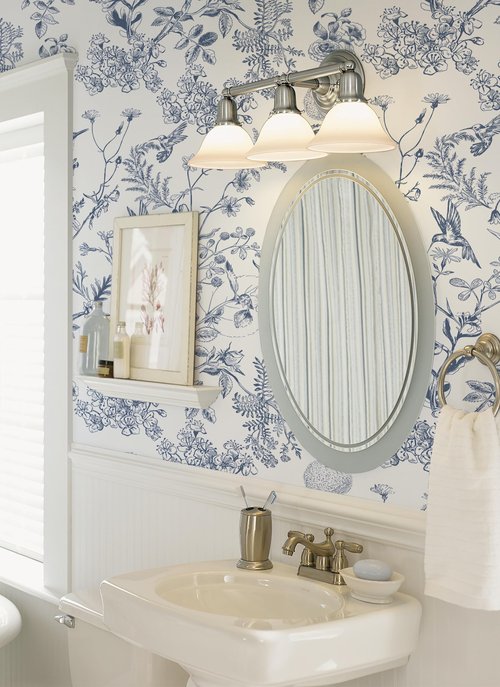 Safiyya Peel and Stick Wallpaper Blue and White Contact Paper Floral Birds Wall Paper Modern Boho Removable Self Adhesive Wallpaper Vinyl Rolls 118"x17.3"