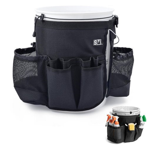 SupplyMaid Bucket Caddy with Trash Band: Bucket Caddy for Detailing, Cars, Trucks, Motorcycles, Bikes, & House Cleaning