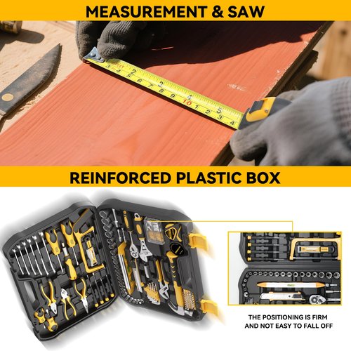 CRESOLVIA Home Tool Kit 199 Piece Basic Household Auto Repair Tool Set Car Toolbox General Hand Tool Kit for Home Men Women DIY with Plastic Toolbox Storage Case Pliers Wrench Combination