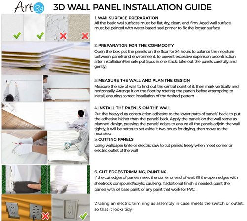 Art3d 19.7"x19.7" (Pack Of 12) Wall Panel 3D Pyramid, Snow White