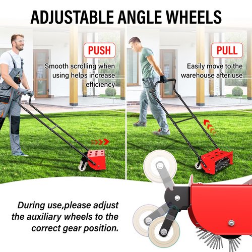 VASALAID Manual Rolling Lawn Aerator,Pre-Attached Spike Grass Rolling Aerators Tool with Wheels for Lawns,Garden,and Yard Grass