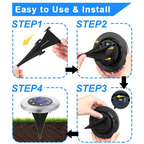 Rayolon Solar Ground Lights: Waterproof Upgraded Outdoor Landscape Lights (12 Pack Warm Light)