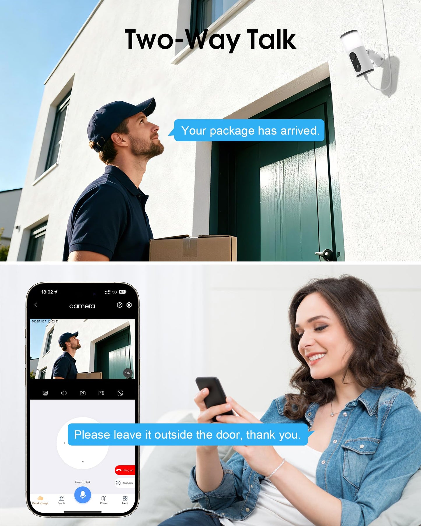 ARCCTV Floodlight Camera with Solar Panel, 4MP Battery Powered Security Cameras for Home Security, 2 Way Audio, PIR Motion Sensor, 2.4G/5G Dual Band WiFi, SD/Cloud Storage(2 Pack)