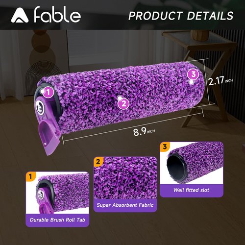 A Fable 2 Pack SD201 Roller Fit for Shark Steam Pickup 3-in-1 Steam Mop SD200 SD201 SD201C SD201Q SD205 with 1 Cleaning Brush